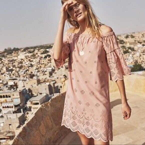 Madewell Dresses & Skirts - Madewell NWT Blush Eyelet Off the shoulder dress